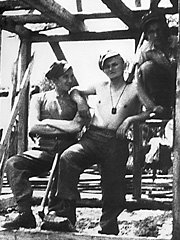 A 19-year old Karol Wojtyla, the to-be Pope John Paul II, second from right, is seen resting during the construction of a building for a military camp in this July 1939 photo made available from Italy's "Il Giornale" daily newspaper on Thursday, June 21, 2001. Two months before the outbreak of World War II in Europe, Wojtyla, according to biographers, attended a military training camp in Western Ukraine, then eastern Poland, not far from where he will visit during his upcoming pilgrimage to Ukraine starting Saturday, June 23, 2001. (AP Photo/Adam Gatty-Kostyal)